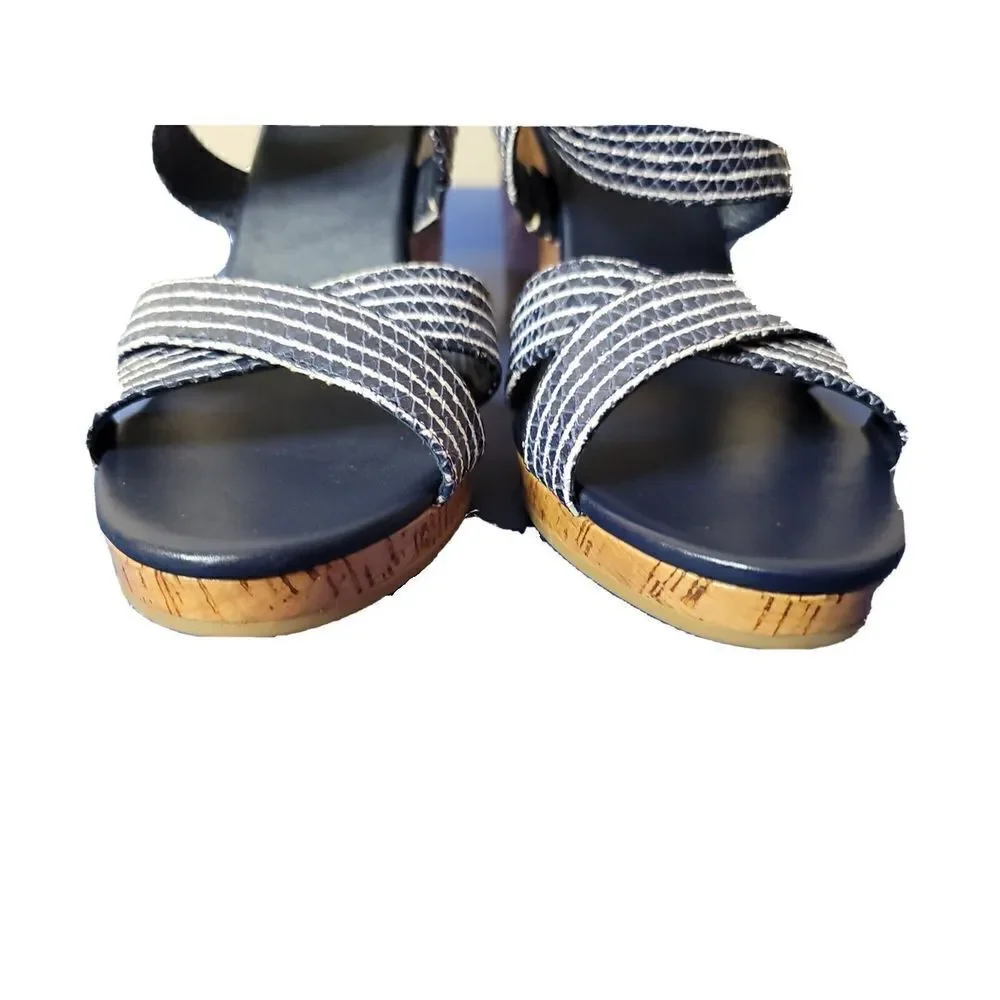 Cole Haan Grand Women’s Shoes Jillian Wedge Criss-Cross Sandals Blue Size 9 B